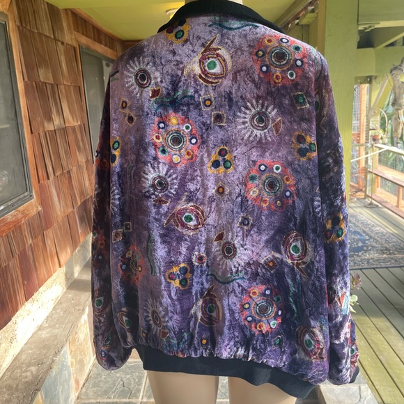 Crushed velvet vintage abstract zip up sweater - Picture 7 of 9
